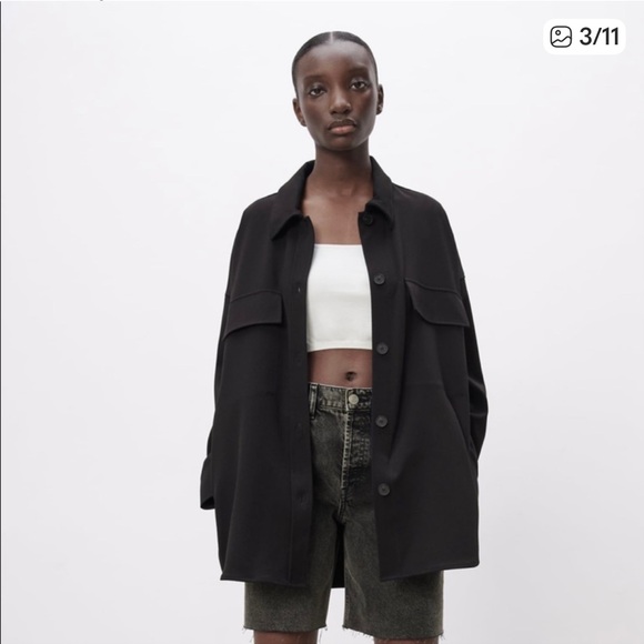 Zara Textured Weave Black OverShirt or Jacket - Picture 3 of 11